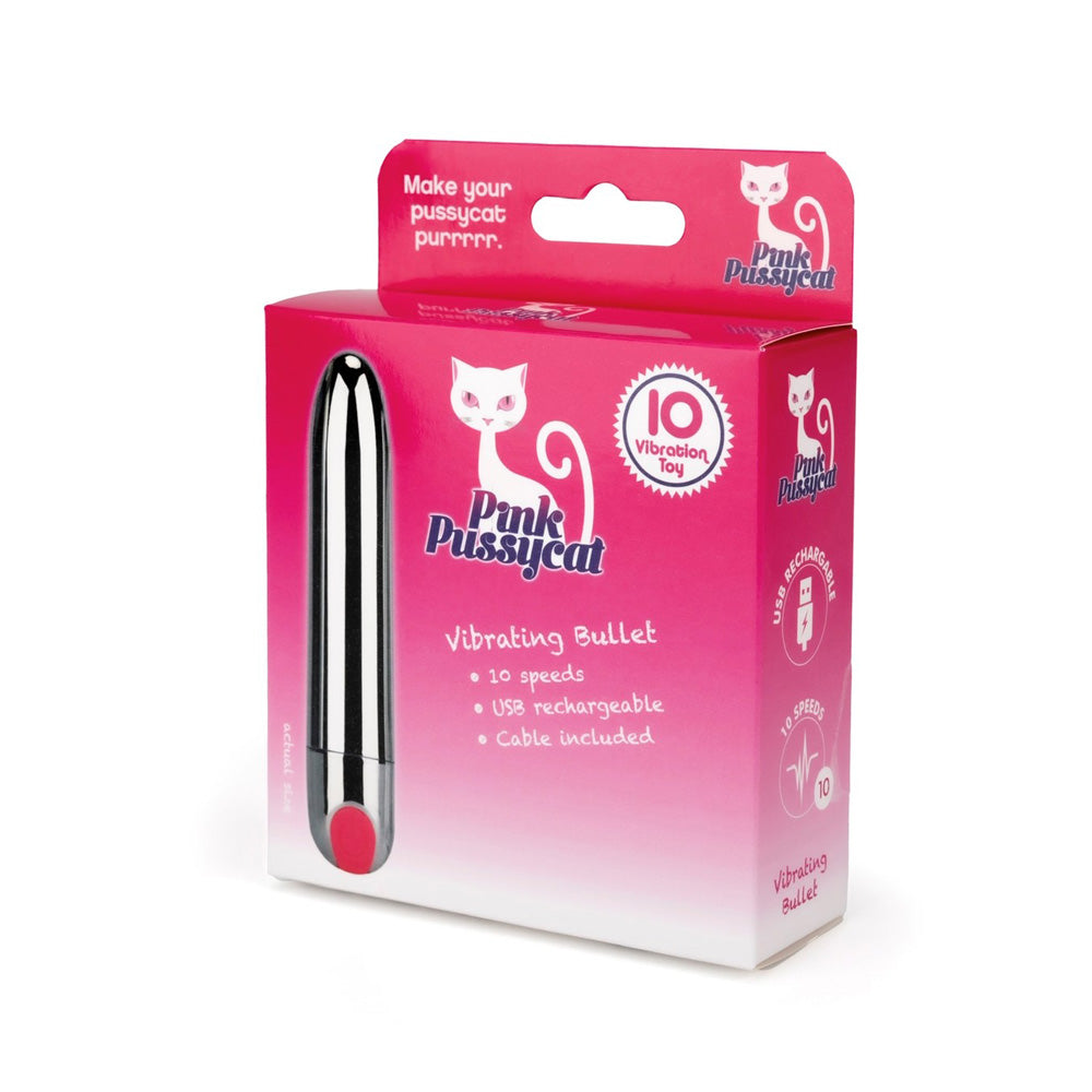 Pink Pussycat Vibrating Silver Bullet | 635638257313 | Available at EroticWarehouse.com