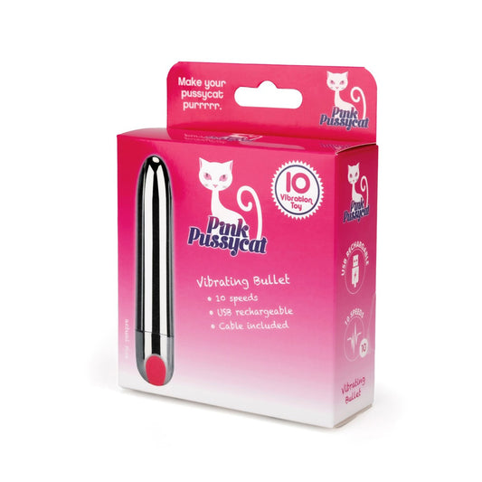 Pink Pussycat Vibrating Silver Bullet | 635638257313 | Available at EroticWarehouse.com