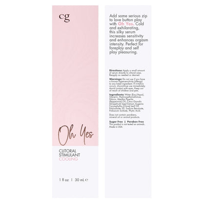 CG Oh Yes Clitoral Stimulant Cooling 1 oz. | 638258901369 | Available at EroticWarehouse.com