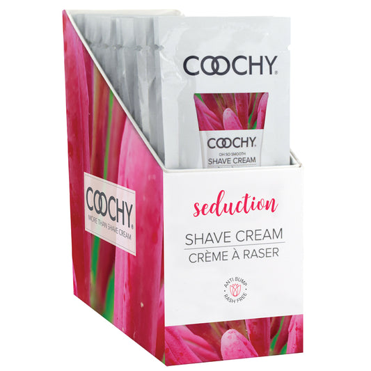 Coochy Shave Cream Seduction 0.5 oz. Foil 24 Pc Display | 638258904599 | Available at EroticWarehouse.com