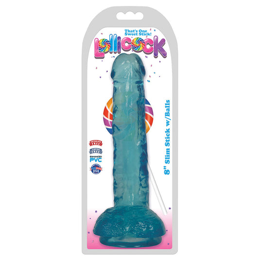Lollicock 8" Slim Stick W/Balls Berry Ice | 643380985781 | Available at EroticWarehouse.com