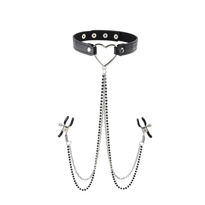S&M Amor Collar With Nipple Jewelry | 646709098346 | Available at EroticWarehouse.com