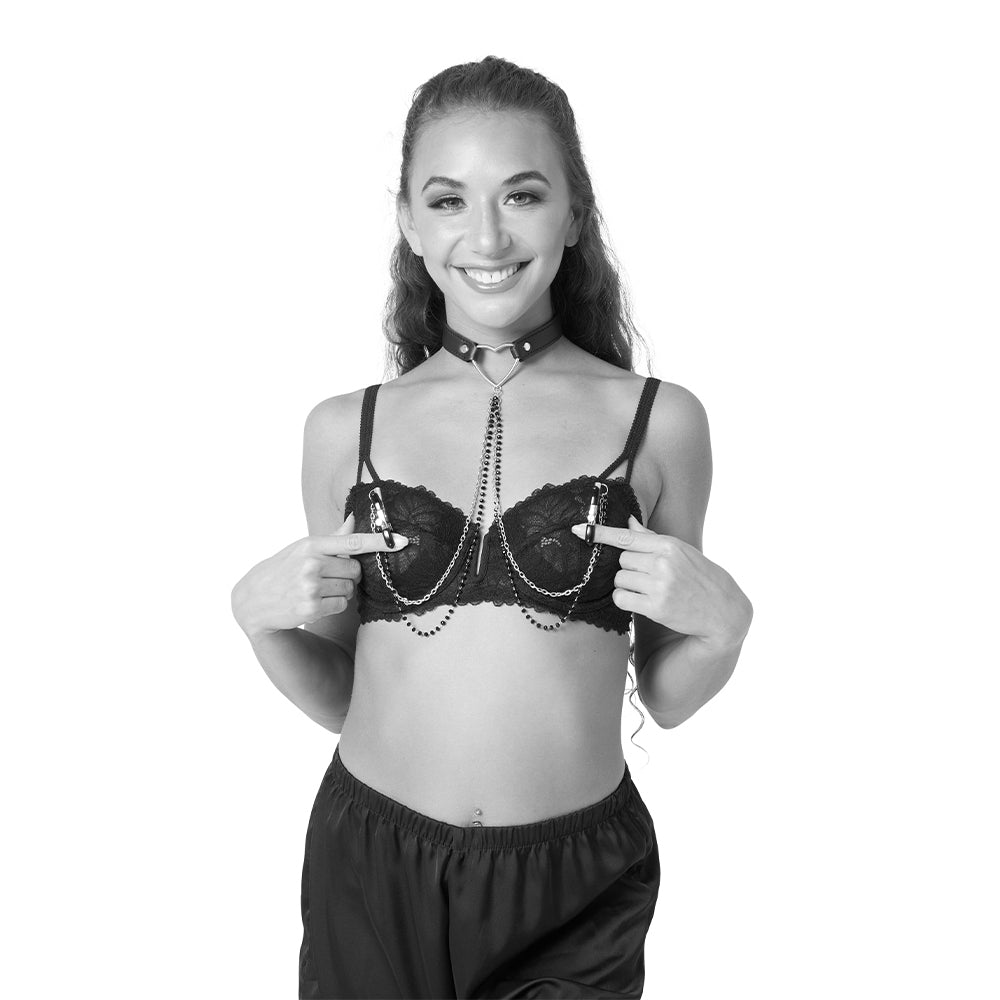 S&M Amor Collar With Nipple Jewelry | 646709098346 | Available at EroticWarehouse.com