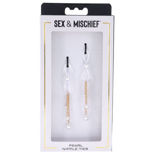S&M Pearl Nipple Ties | 646709098582 | Available at EroticWarehouse.com