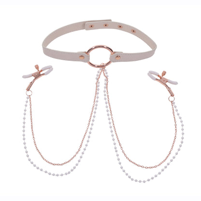 Peaches 'N CreaMe Collar With Nipple Clamps | 646709099633 | Available at EroticWarehouse.com