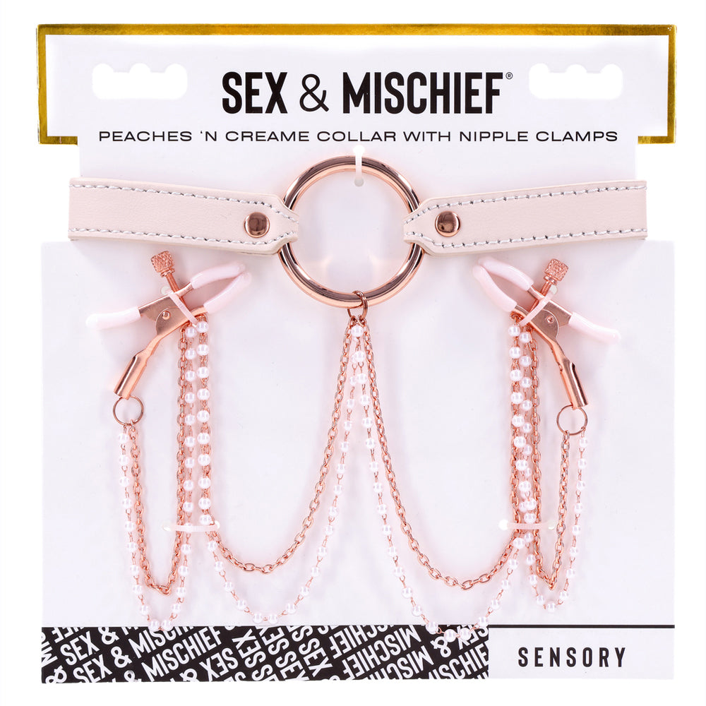 Peaches 'N CreaMe Collar With Nipple Clamps | 646709099633 | Available at EroticWarehouse.com