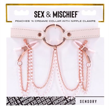 Peaches 'N CreaMe Collar With Nipple Clamps | 646709099633 | Available at EroticWarehouse.com