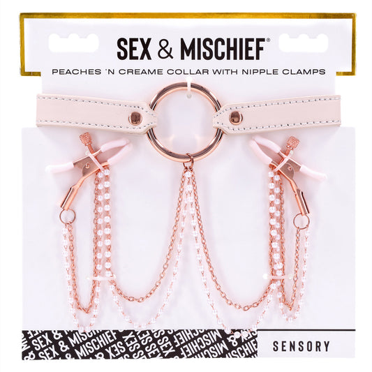 Peaches 'N CreaMe Collar With Nipple Clamps | 646709099633 | Available at EroticWarehouse.com