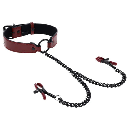 Saffron Collar With Nipple Clamps | 646709480417 | Available at EroticWarehouse.com