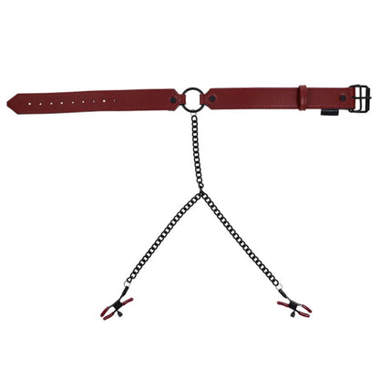 Saffron Collar With Nipple Clamps | 646709480417 | Available at EroticWarehouse.com