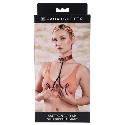 Saffron Collar With Nipple Clamps | 646709480417 | Available at EroticWarehouse.com