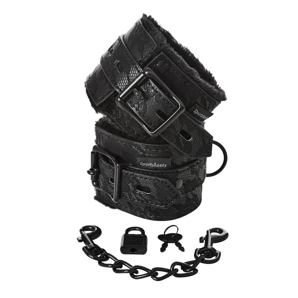 Sincerely Lace Fur Lined Handcuffs | 646709520175 | Available at EroticWarehouse.com