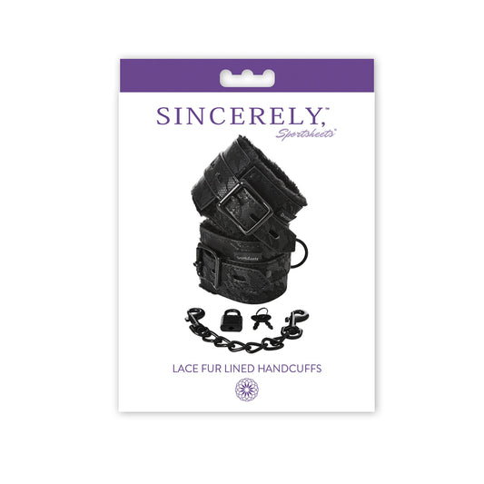 Sincerely Lace Fur Lined Handcuffs | 646709520175 | Available at EroticWarehouse.com