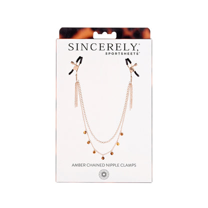 Amber Chained Nipple Clamps | 646709521066 | Available at EroticWarehouse.com
