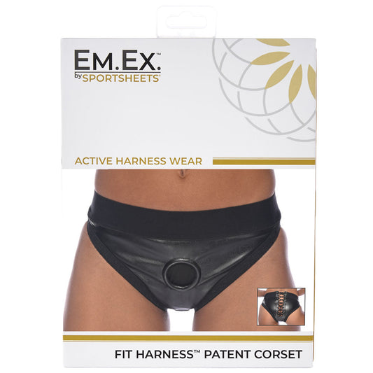 Em.Ex. Fit Harness Patent Corset Medium | 646709661106 | Available at EroticWarehouse.com