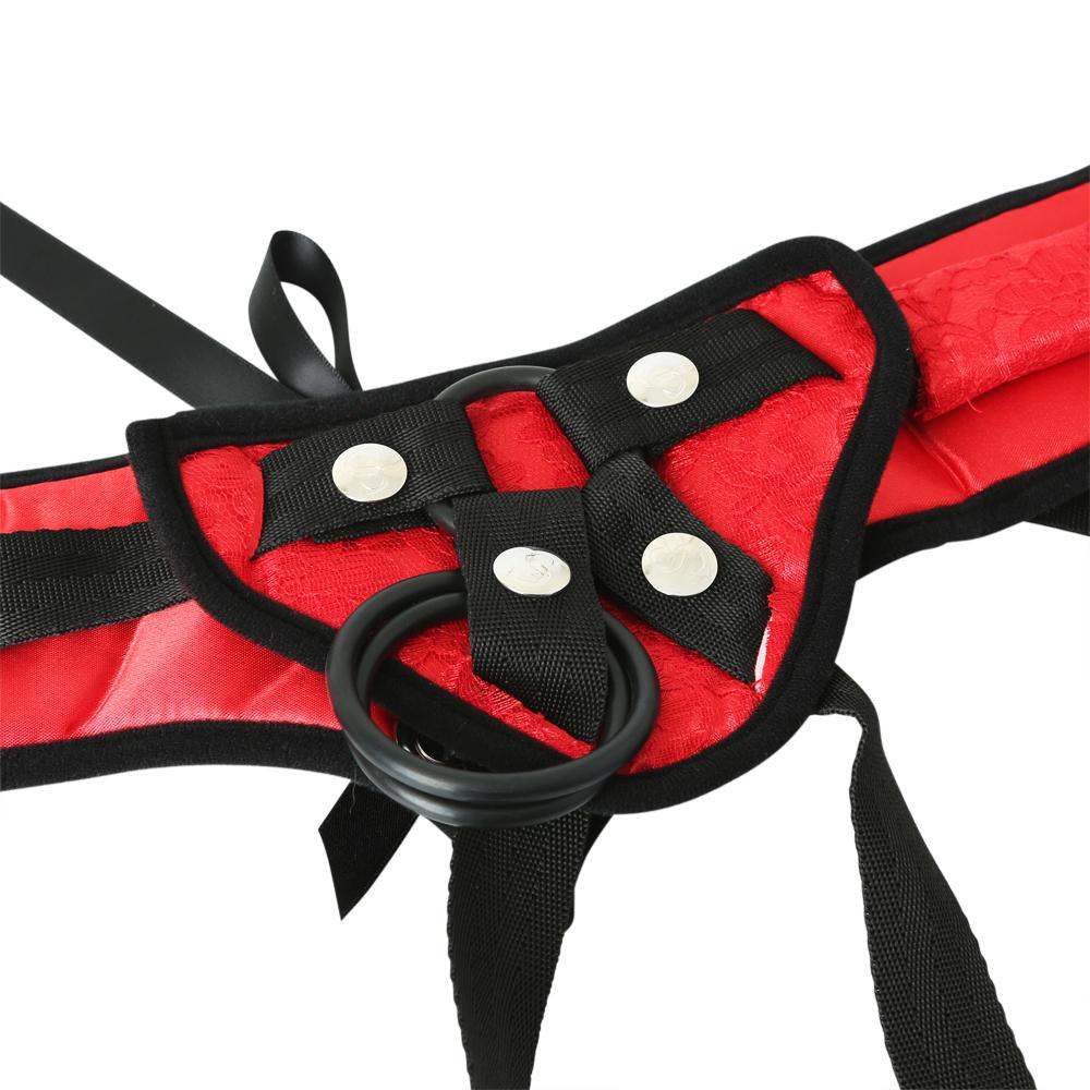 Red Lace Corsette Strap On | 646709691035 | Available at EroticWarehouse.com
