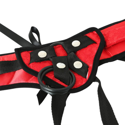Red Lace Corsette Strap On | 646709691035 | Available at EroticWarehouse.com