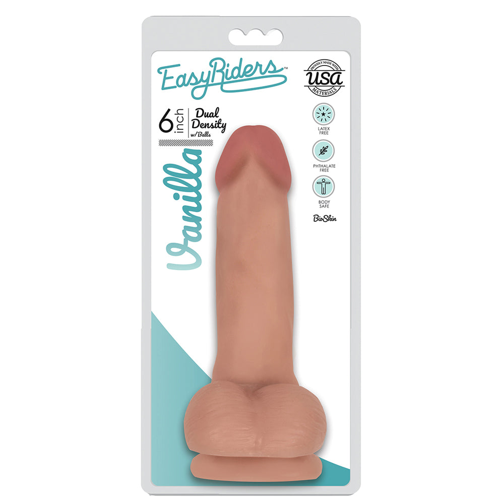 Easy Riders 6" Slim Bioskin Dong With Balls Vanilla | 653078939699 | Available at EroticWarehouse.com
