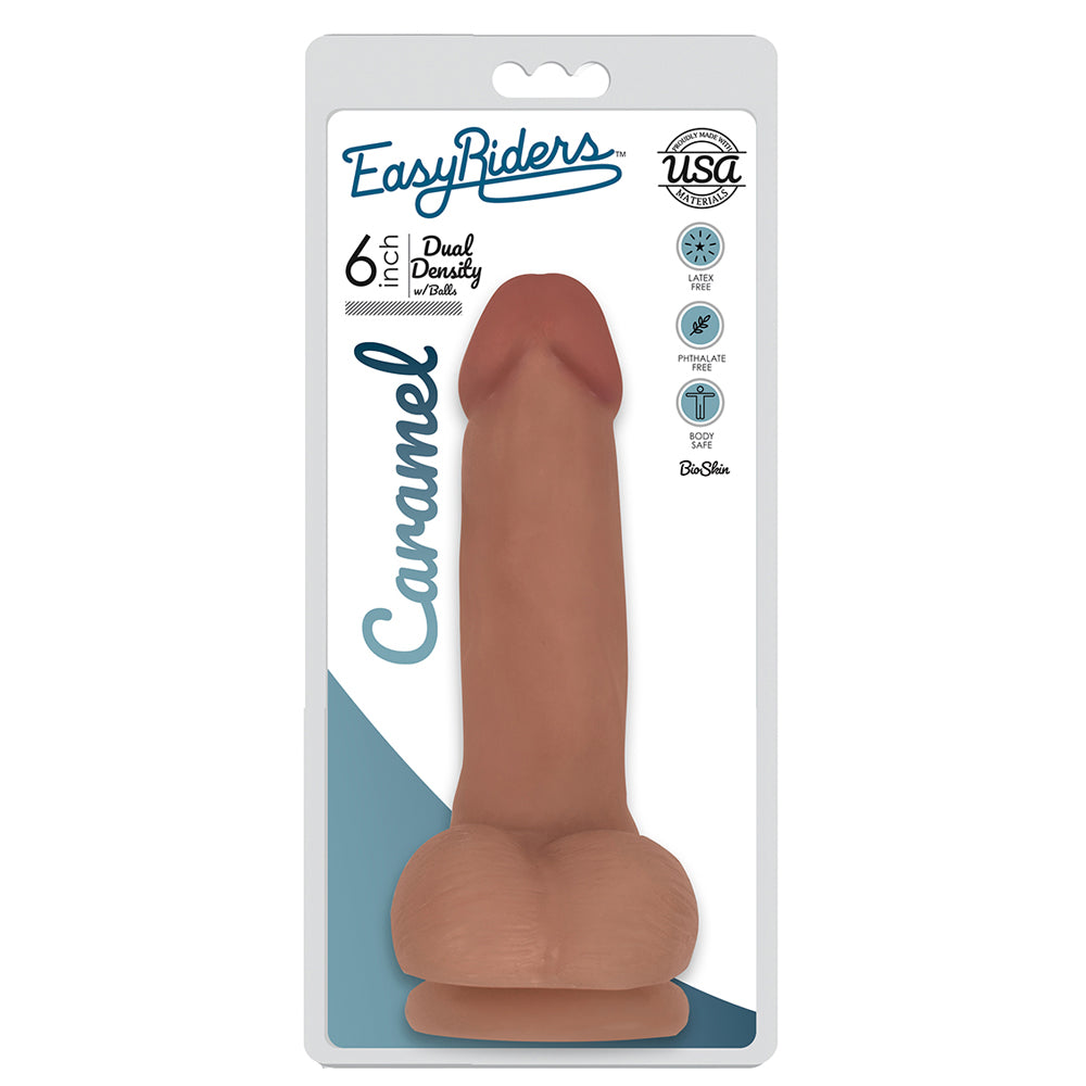 Easy Riders 6" Slim Bioskin Dong With Balls Carmel | 653078939712 | Available at EroticWarehouse.com