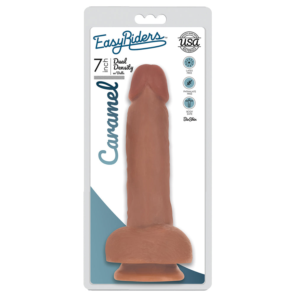 Easy Riders 7" Slim Bioskin Dong With Balls Carmel | 653078939743 | Available at EroticWarehouse.com