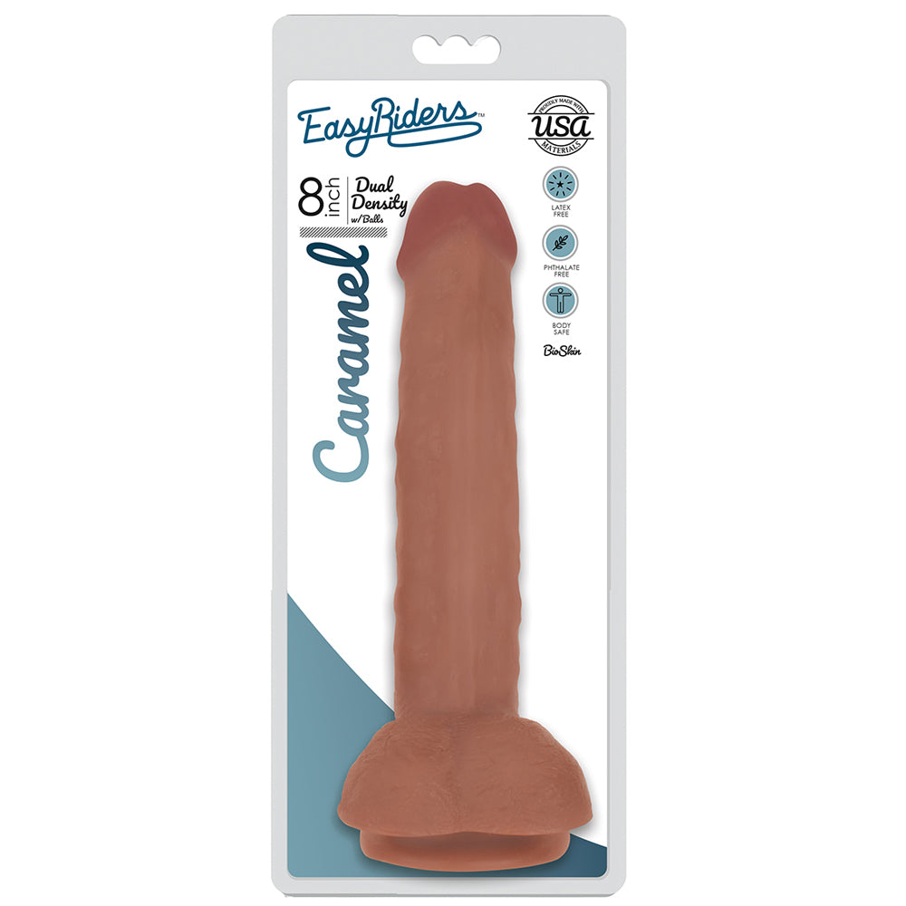 Easy Riders 8" Slim Bioskin Dong With Balls Carmel | 653078939774 | Available at EroticWarehouse.com
