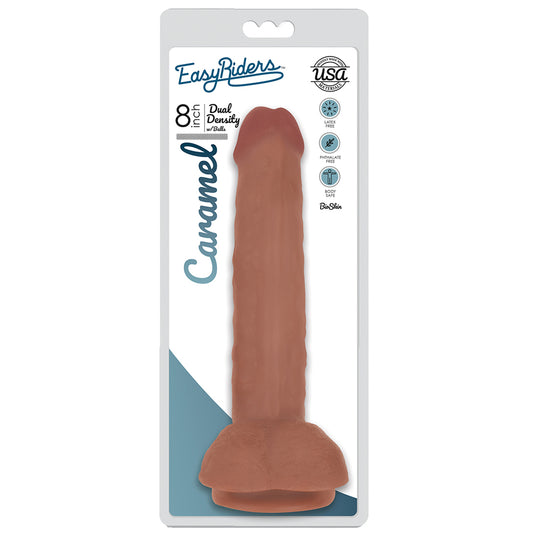 Easy Riders 8" Slim Bioskin Dong With Balls Carmel | 653078939774 | Available at EroticWarehouse.com