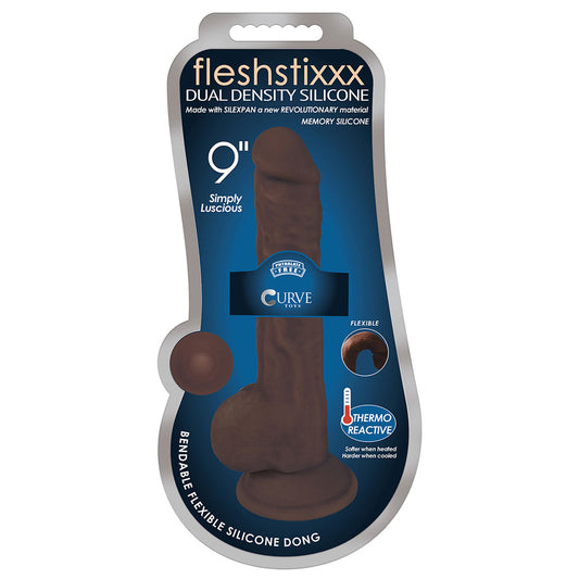 Fleshstixxx 9" Silicone Dildo With Balls Chocolate | 653078940619 | Available at EroticWarehouse.com