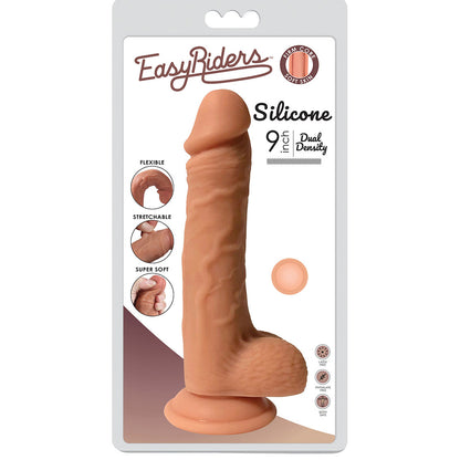 Easy Riders 9" Dual Density Silicone Dong With Balls | 653078941050 | Available at EroticWarehouse.com