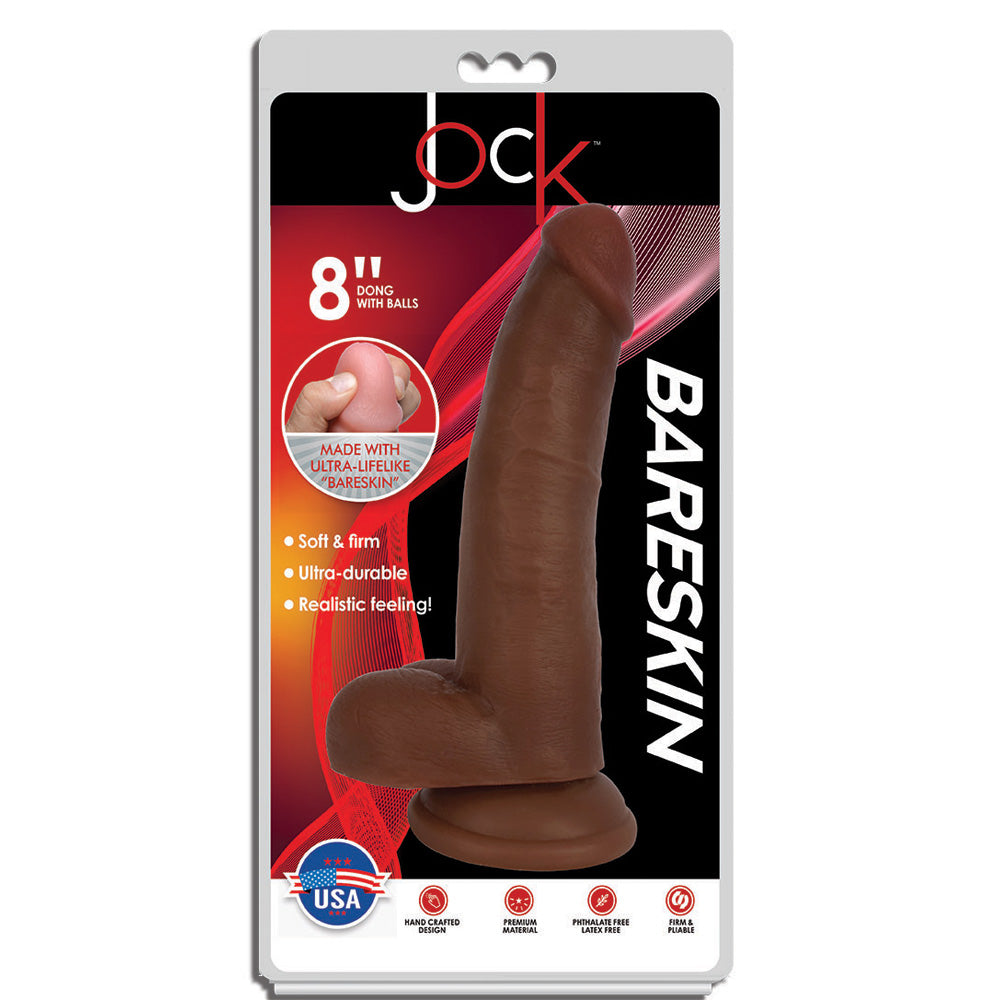 Jock 8" Bareskin Dong With Balls Latte | 653078941241 | Available at EroticWarehouse.com