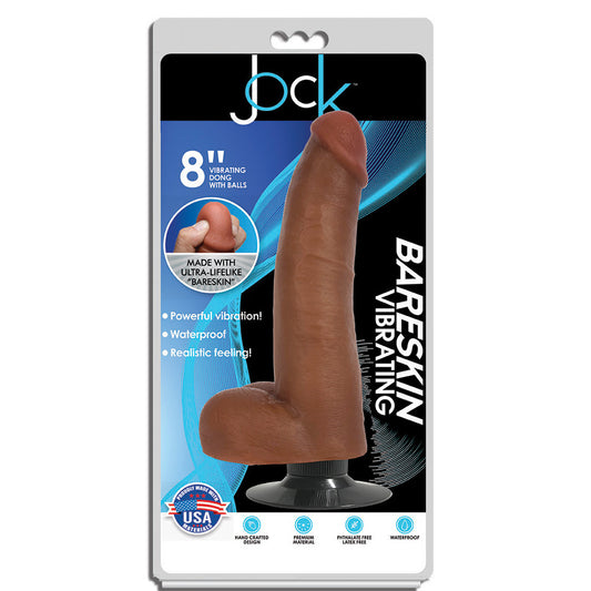 Jock 8" Bareskin Vibrating Dong With Balls Latte | 653078941456 | Available at EroticWarehouse.com
