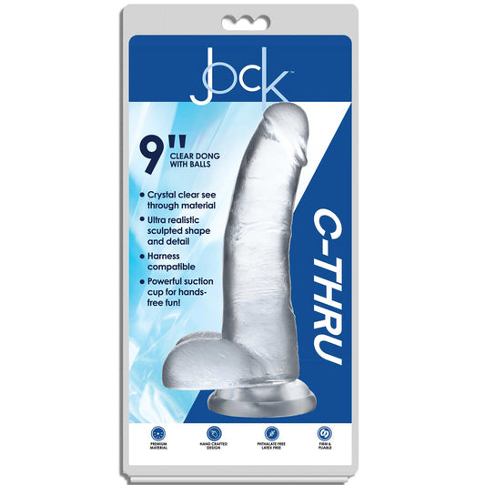 Jock C-Thru 9" Clear Tpe Dildo With Balls | 653078941678 | Available at EroticWarehouse.com