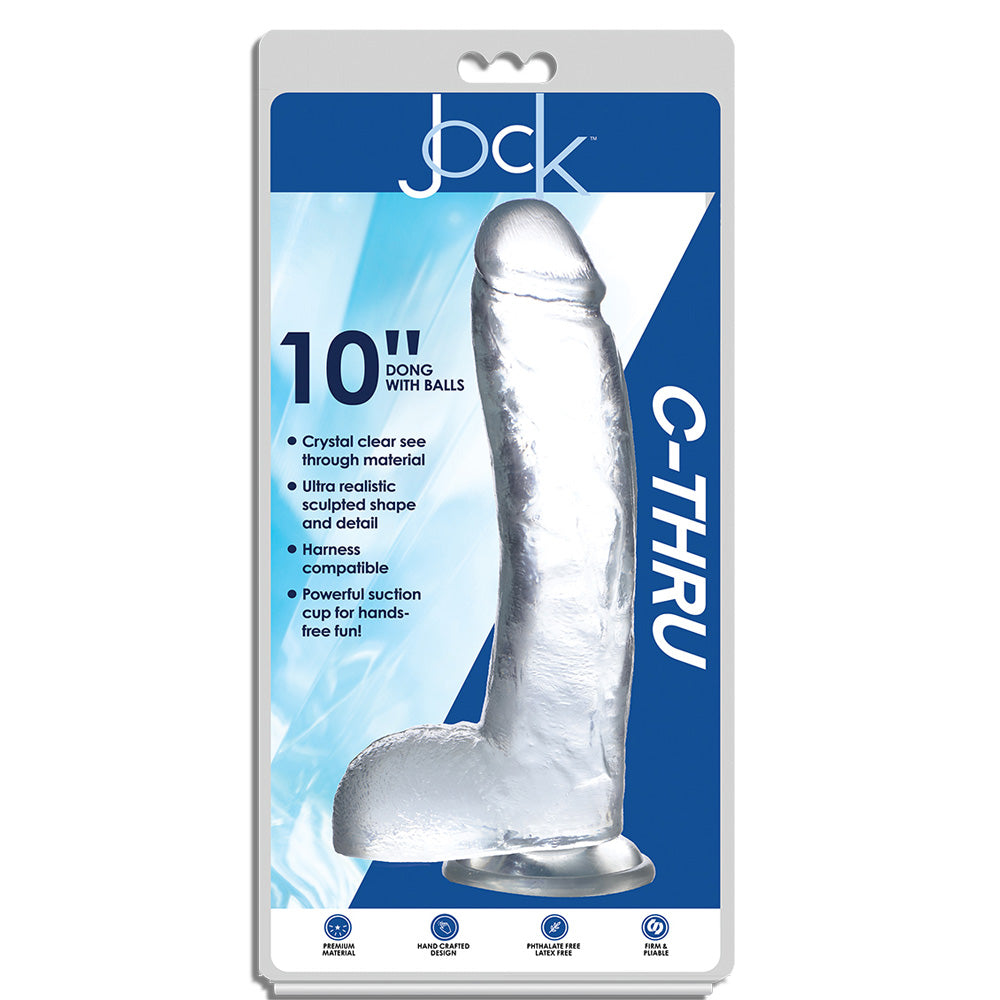 Jock C-Thru 10" Clear Tpe Dildo With Balls | 653078941692 | Available at EroticWarehouse.com