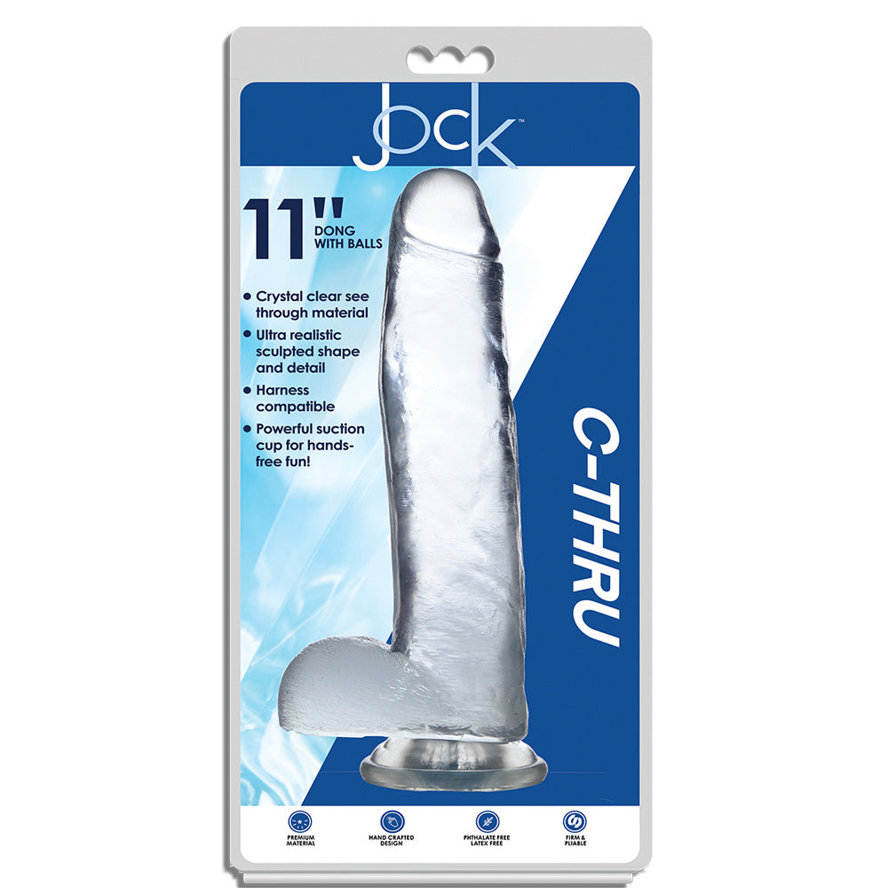 Jock C-Thru 11" Clear Tpe Dildo With Balls | 653078941708 | Available at EroticWarehouse.com
