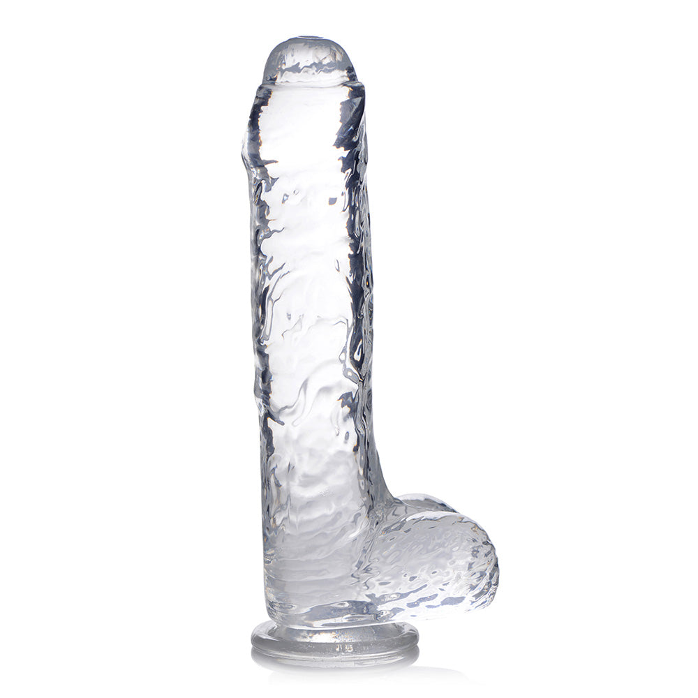 Jock C-Thru Slim 9" Clear Tpe Dildo With Balls | 653078941890 | Available at EroticWarehouse.com