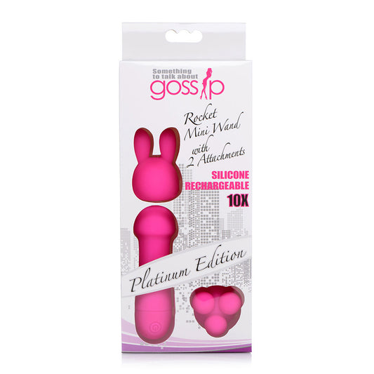 Gossip Mini Wand W/Two Attachments Magenta | 653078941975 | Available at EroticWarehouse.com