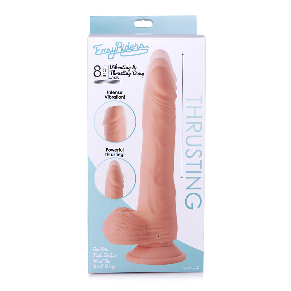 Easy Riders 8" Thrusting Dildo With Balls Light | 653078942071 | Available at EroticWarehouse.com