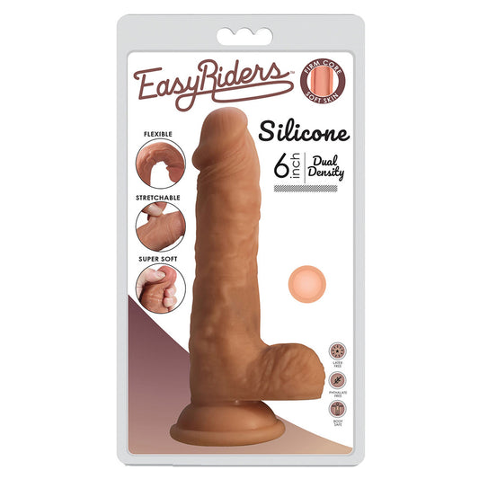 Easy Riders 6" Dual Density Silicone Dong With Balls | 653078942941 | Available at EroticWarehouse.com
