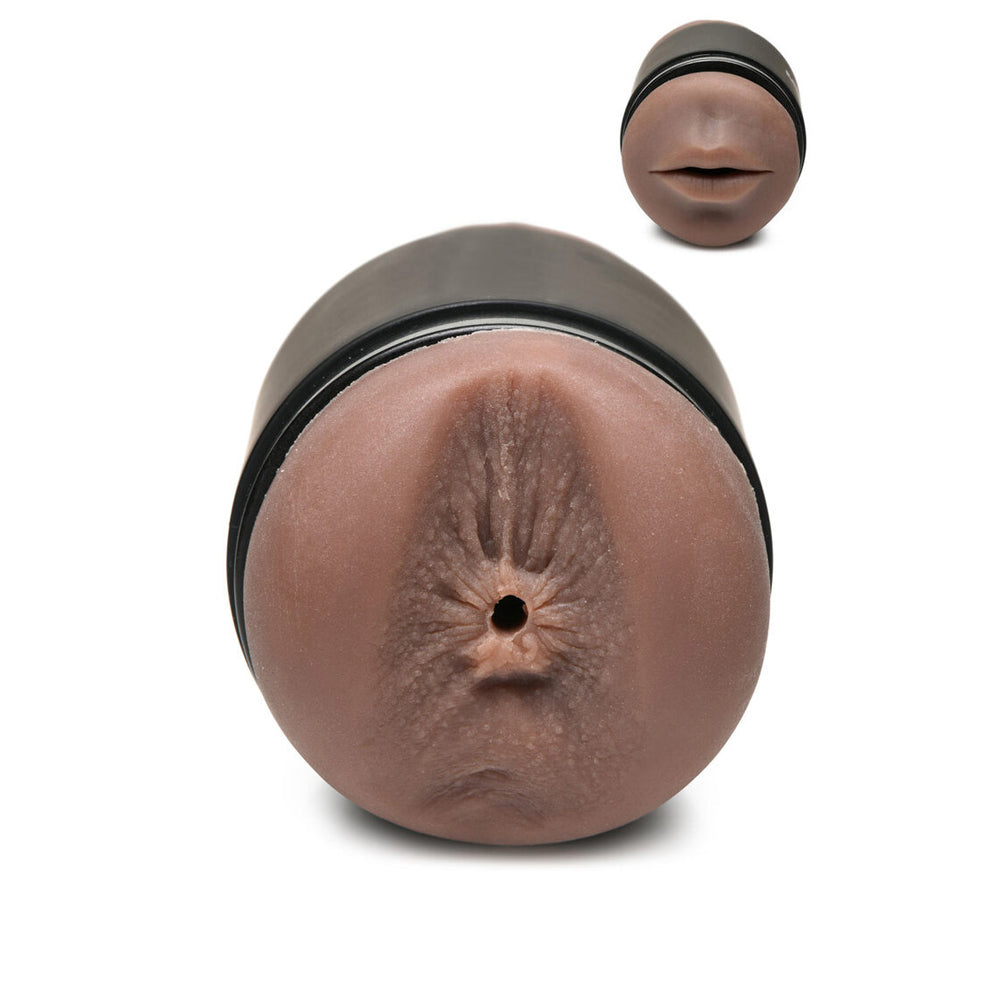 Mistress Double Shot Mini Masturbator Ass & Mouth Dark | 653078943146 | Available at EroticWarehouse.com