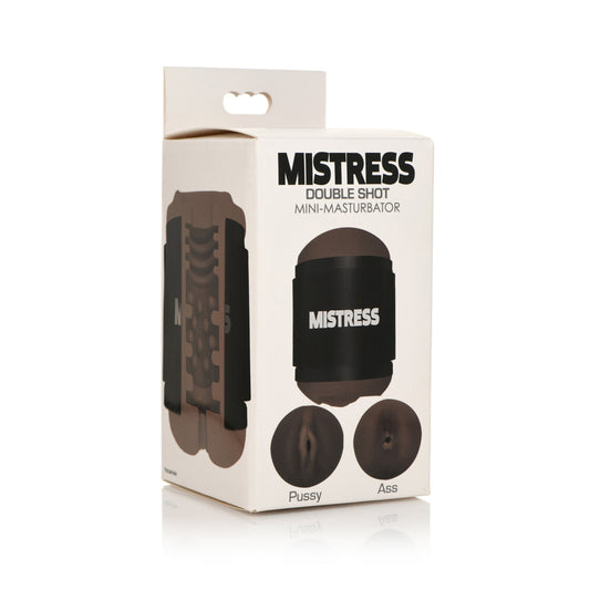 Mistress Double Shot Mini Masturbator Pussy & Ass Dark | 653078943207 | Available at EroticWarehouse.com