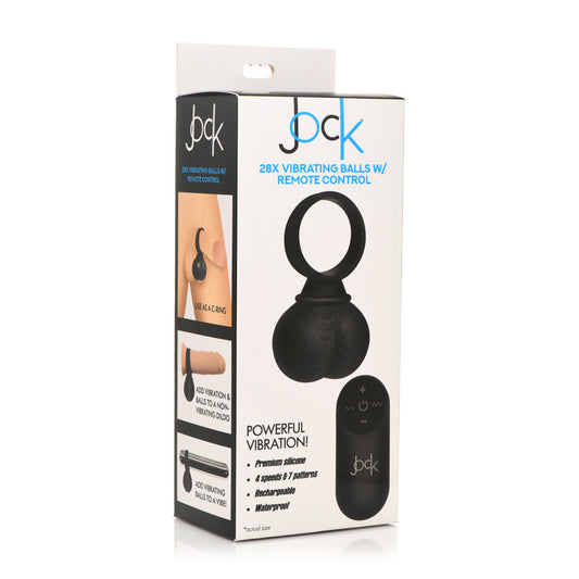Jock 28X Vibrating Silicone Balls Large Black | 653078943238 | Available at EroticWarehouse.com