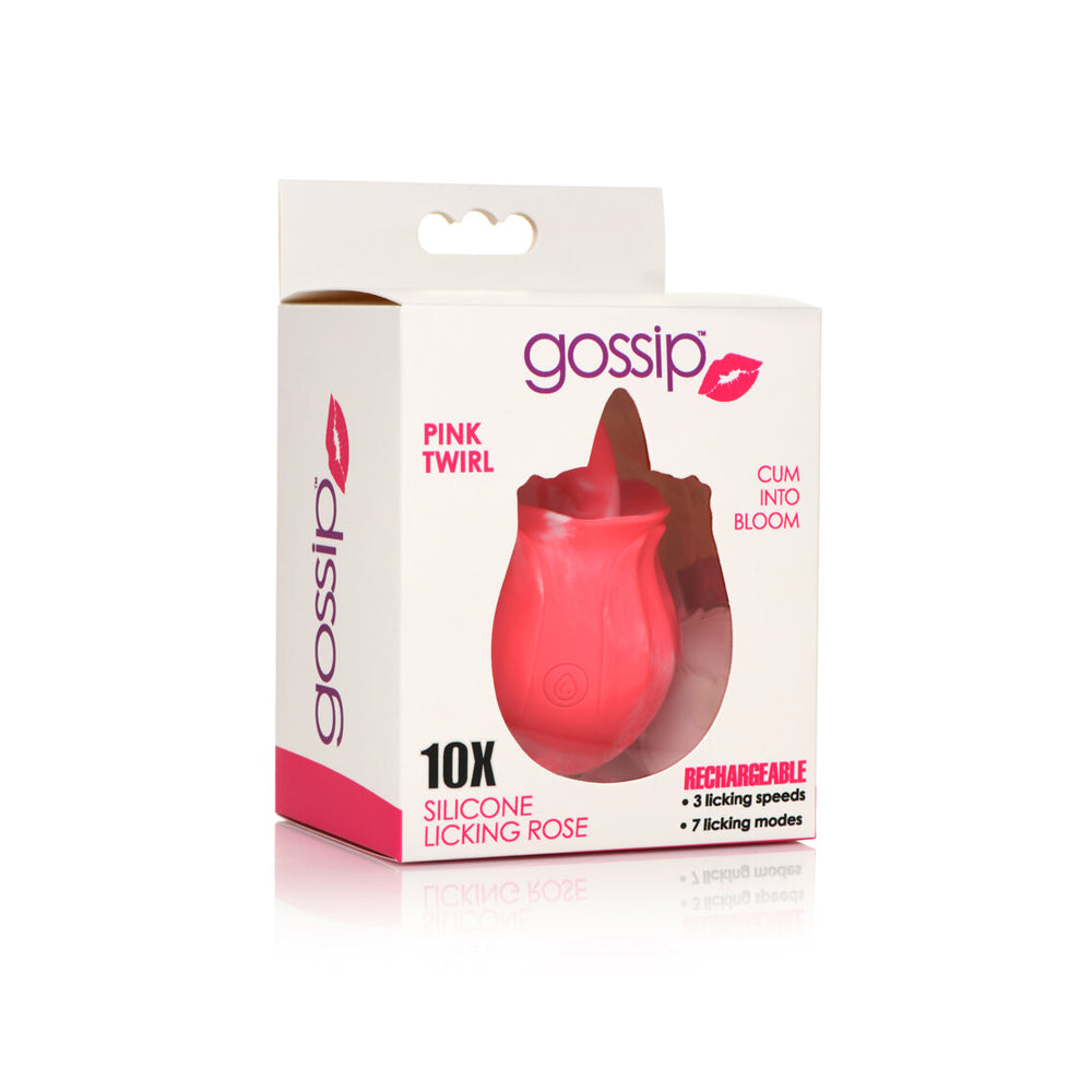 Gossip Licking Rose 10 Function Rechargeable Silicone Pink Twirl | 653078943306 | Available at EroticWarehouse.com