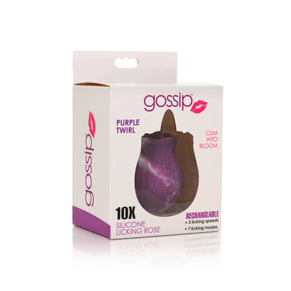 Gossip Licking Rose 10 Function Rechargeable Silicone Purple Twirl | 653078943313 | Available at EroticWarehouse.com