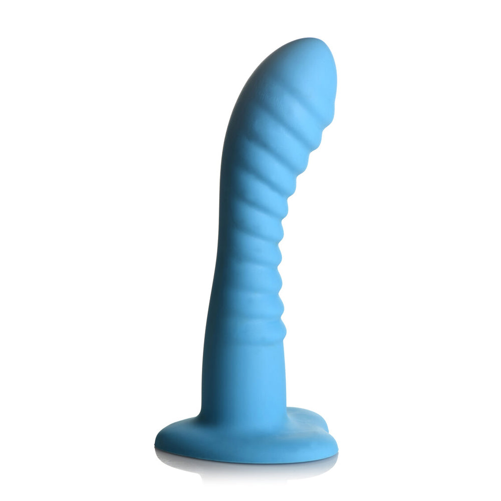 Simply Sweet Ribbed Silicone Dildo Blue | 653078943399 | Available at EroticWarehouse.com