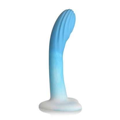 Simply Sweet Ribbed Silicone Dildo Blue/White | 653078943429 | Available at EroticWarehouse.com