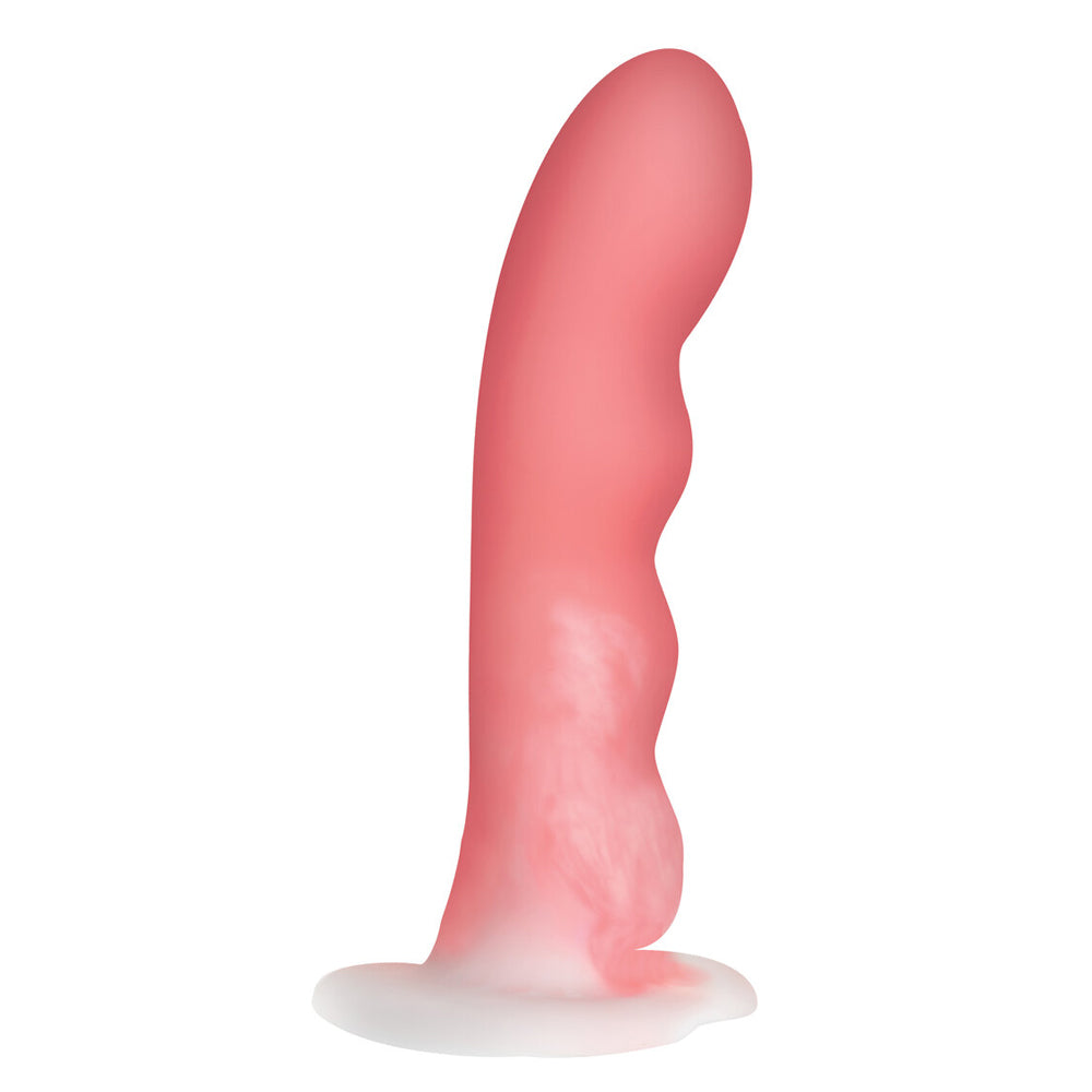Simply Sweet Wavy Silicone Dildo Pink/White | 653078943436 | Available at EroticWarehouse.com