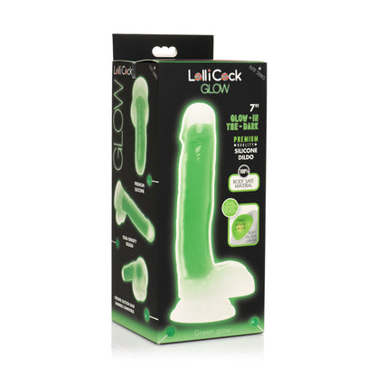 Lollicock 7'' Glow-In-The-Dark Silicone Dildo W/ Balls Green | 653078943504 | Available at EroticWarehouse.com