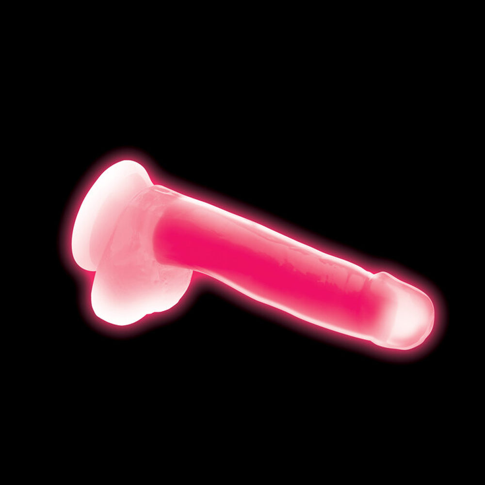 Lollicock 7'' Glow-In-The-Dark Silicone Dildo W/ Balls Pink | 653078943511 | Available at EroticWarehouse.com