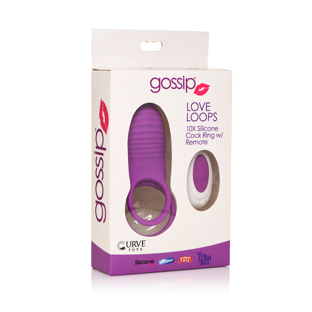 Gossip Love Loops 10X Silicone Cock Ring W/ Remote Violet | 653078943610 | Available at EroticWarehouse.com