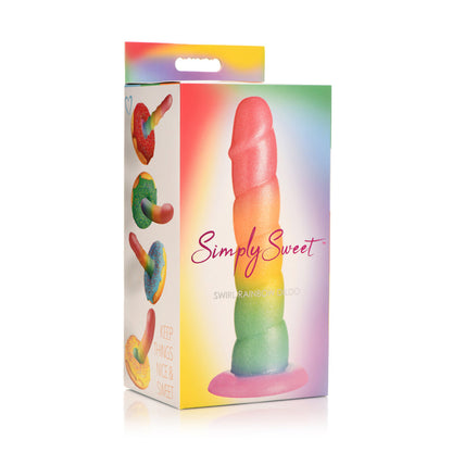 Simply Sweet 6.5" Swirl Rainbow Dildo | 653078943658 | Available at EroticWarehouse.com