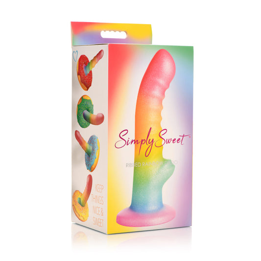 Simply Sweet 6.5" Ribbed Rainbow Dildo | 653078943665 | Available at EroticWarehouse.com